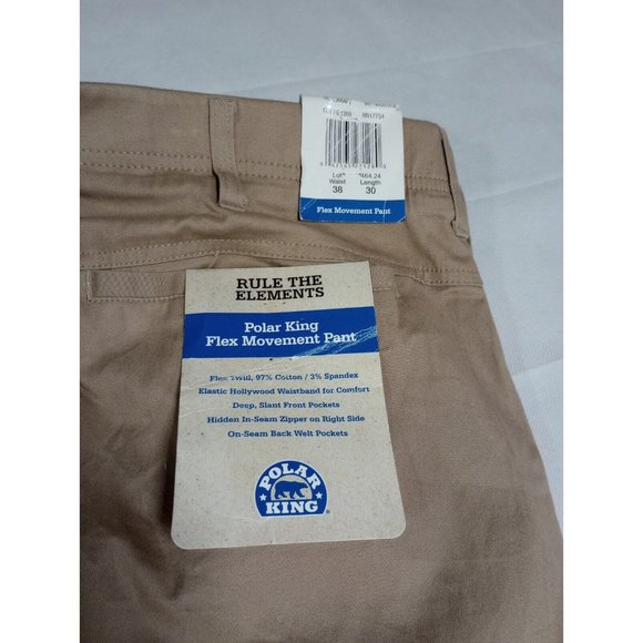 Polar King Tan Khaki Flex Movement Pants Mens 38x30 Work Casual NWT - Picture 4 of 8